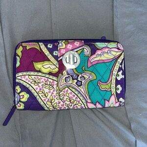 NWOT Vera Bradley Purple Floral Quilted Wallet with Clasp
